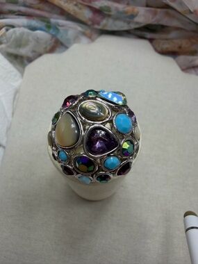Lia Sophia Multicolor Dome Cocktail Ring with Turquoise and Amethyst Accents